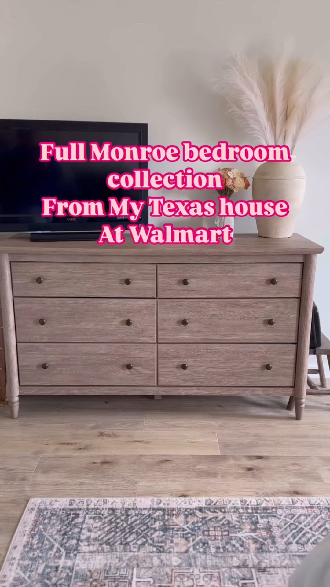 Comment BEDROOM below to receive a DM with the link to shop this post on my LTK ⬇ https://liketk.it/58YVk #ltkhome #ltkseasonal #ltkstyletip

Dressers & bed - @mytexashouse 
Rug - @loloirugs 
Skinny bench - @oliveateliers 
Duvet cover @ikeausa 
Arched mirror @wayfair 
Purple sheets @mellanni_fine_linens 

New dressers from my Texas house at Walmart. New bedroom furniture. Master bedroom. Dresser. Restoration hardware. Pottery barn. Arhaus. Bedroom inspo 

Introducing My Texas House Monroe collection, a blend of elegance and functionality inspired by Erin Vogelpohl’s signature style. This rustic bedroom chest combines Erin’s love for chic, budget-friendly decor with practical features designed for everyday living. Crafted with the natural wood tones of Brushed Oak® finish, this 5-drawer chest features five spacious drawers equipped with metal runners and safety stops, ensuring smooth operation and longevity. The lower three drawers of this transitional-style chest of drawers are extra deep, providing ample storage space for larger items. This rustic dresser comes with pre-assembled moldings on the end panels and pre-attached drawer slides on uprights and drawer parts to make the assembly process streamlined and hassle-free. An interlocking safety mechanism allows only one drawer to open at a time, enhancing safety and stability. Additionally, this farmhouse-style dresser includes a tip restraint safety strap, adding an extra layer of security. Bring home this collection of farmhouse-inspired bedroom furniture that embodies the essence of affordable and stylish home décor.

Follow me for more cozy content🖤

#spring #bedroommakeover #cozyvibes #bedroomfurniture #deisgnerdupe #happyholidays #christmasdecor #walmartchristmas #potterybarn #walmartcreator #iywyk #mytexashouse #bedroom #bedroomdecor #bedroominspo #bedroomfurniture #nightstand #dresser pottery Barn, restoration hardware, Arhaus, crate and barrel