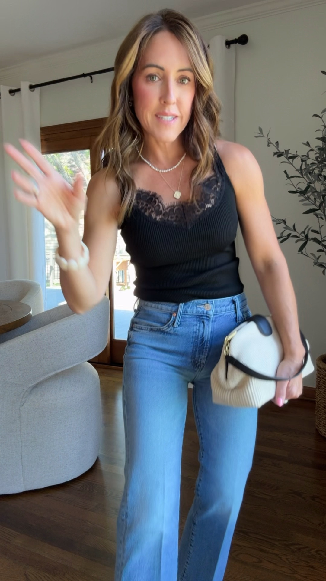 Lace trim tank. Perfect alone or layered. XS here. Also in white. 
Jeans tts, 25 regular 

#LTKSeasonal #LTKootd #LTKOver40