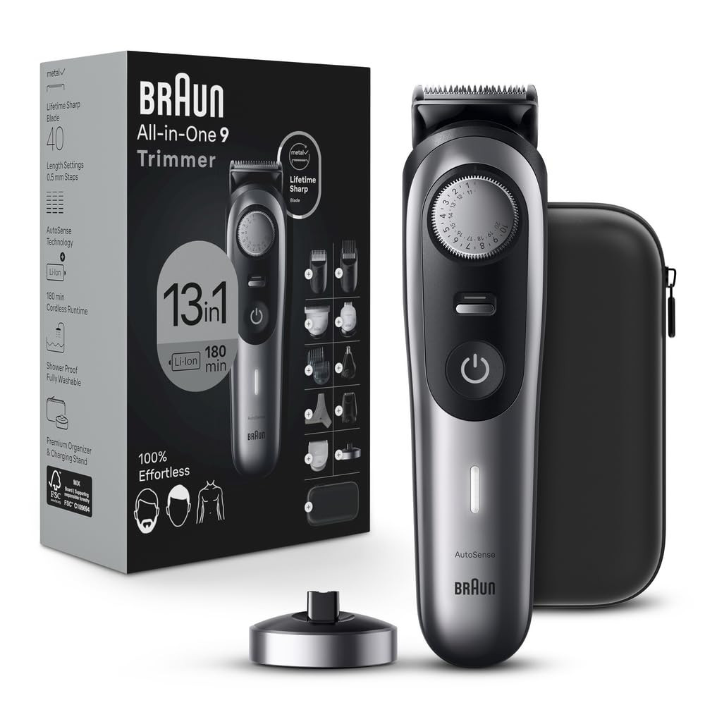 Braun Series 9 All-in-One Multi Grooming Kit for Men, 13-in-1 Beard Trimmer, Body Groomer, Hair C... | Amazon (US)