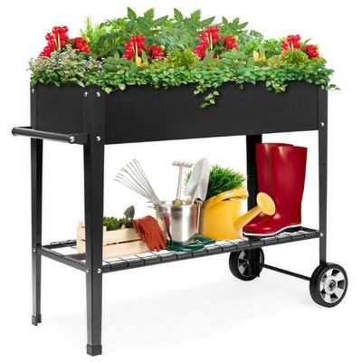 Best Choice Products Mobile Raised Ergonomic Metal Planter Garden Bed w/Wheels, Lower Shelf, 38x1... | Target