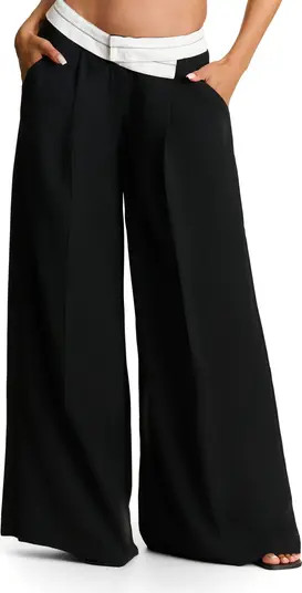 Naked Wardrobe Foldover Waist Wide Leg Trousers | Nordstrom | Nordstrom