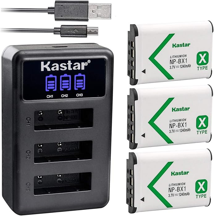 Kastar Battery x3 + Charger for Sony NP-BX1 HDR-AS200V HDR-AS30 HDR-AS300 HDR-AS50 HDR-CX240 HDR-... | Amazon (US)