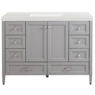 Home Decorators Collection Claxby 49 in. W x 22 in. D Bath Vanity in Sterling Gray with Cultured ... | The Home Depot