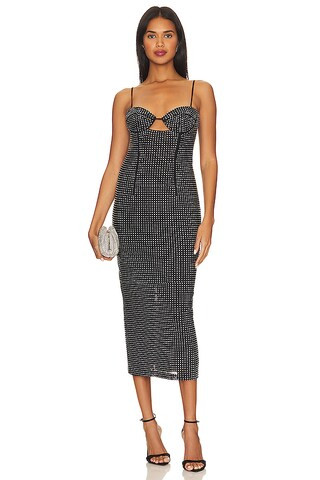 Bardot Aisha Diamonte Midi Dress in Black from Revolve.com | Revolve Clothing (Global)