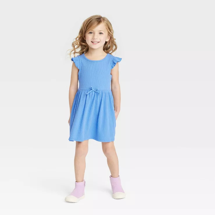 Toddler Girls' Ribbed Dress - Cat & Jack™ Blue | Target
