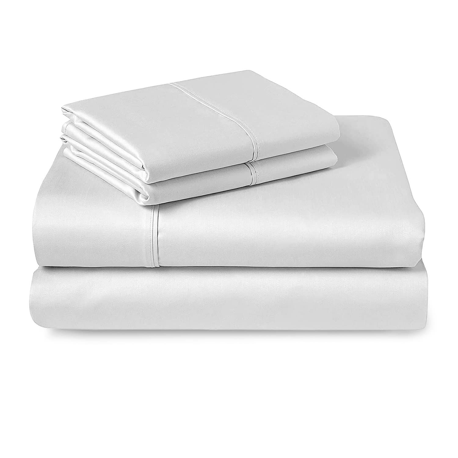 Pizuna 400 Thread Count Cotton Sheets Set King White, 100% Long Staple Cotton White King Sheets, Lux | Amazon (US)