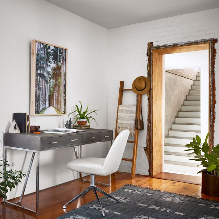 Stainless Steel &amp; Faux Shagreen Desk | West Elm (US)