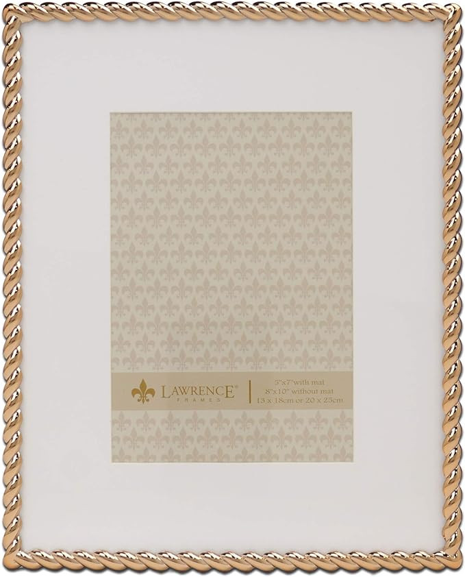Lawrence Frames Rope Design Metal Frame, 8x10, Matted 5x7, Gold | Amazon (US)