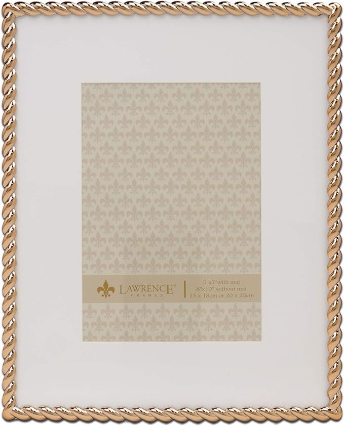 Lawrence Frames Rope Design Metal Frame, 8x10, Matted 5x7, Gold | Amazon (US)