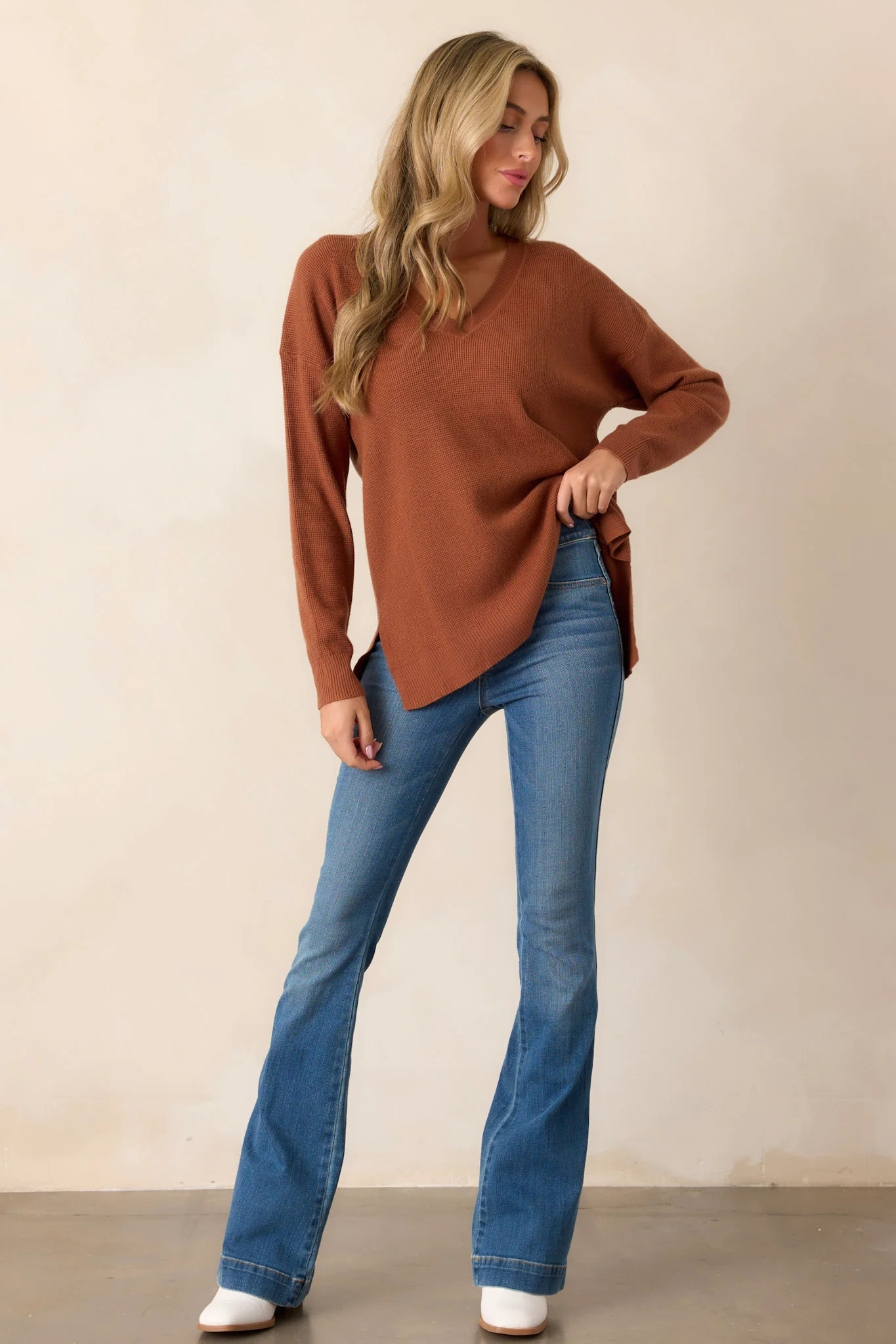 Vintage Indigo Flare Jeans | Red Dress