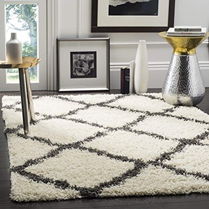 Safavieh Dallas Shag Collection SGD257H Ivory and Dark Grey Area Rug (5'1" x 7'6") | Amazon (US)
