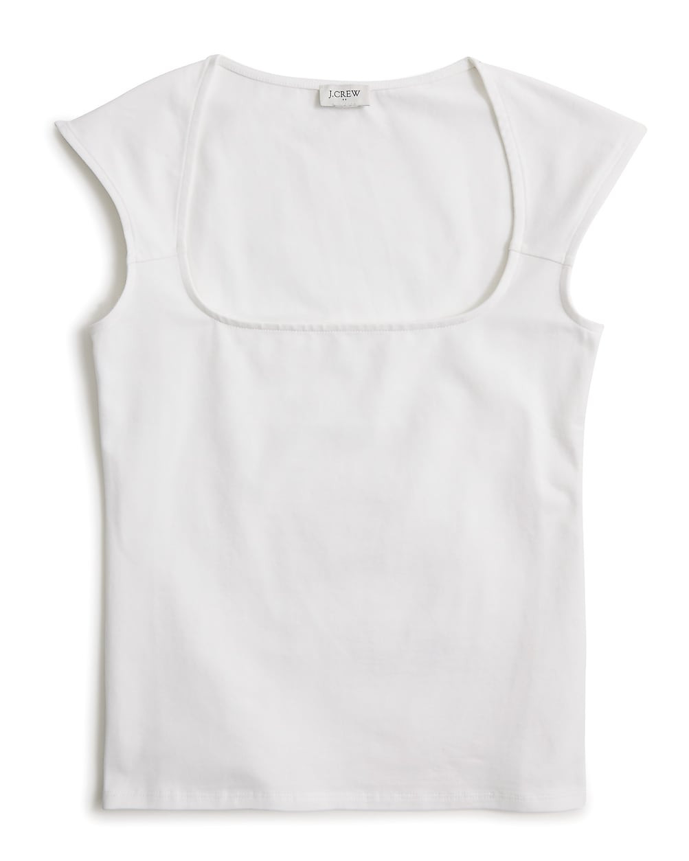 Cap-sleeve stretch cotton-blend squareneck tank top | J.Crew Factory