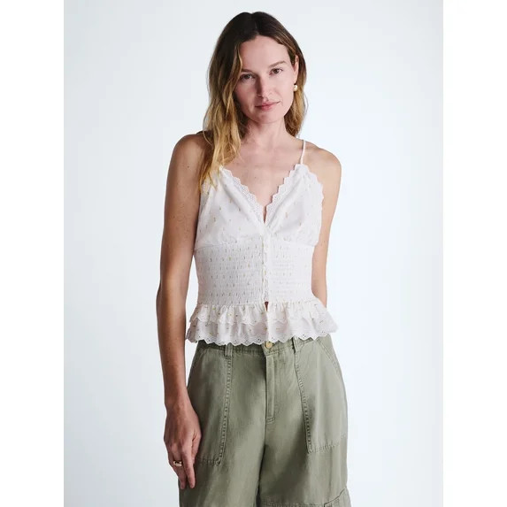 Scoop Women’s Smocked Eyelet Tank Top, Sizes XS-XXL | Walmart (US)