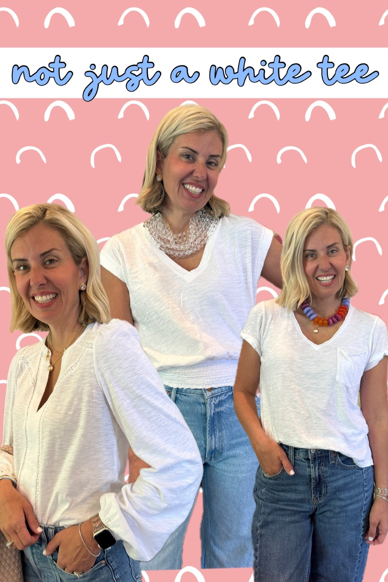 The white tees you need in your closet! Great every day classic look that you will wear on repeat. I wear xs in all & 2 in the Boden top. 
*Use my code CMLP15 at Lilla P
*Use code VMJG at Boden 

#LTKmomlife #LTKdayinmylife #LTKootd