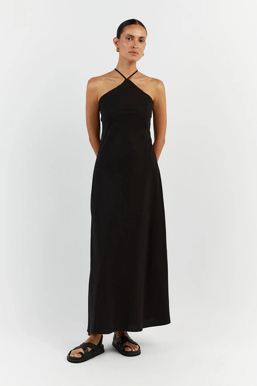 LEVI BLACK TENCEL BLEND MIDI DRESS | DISSH