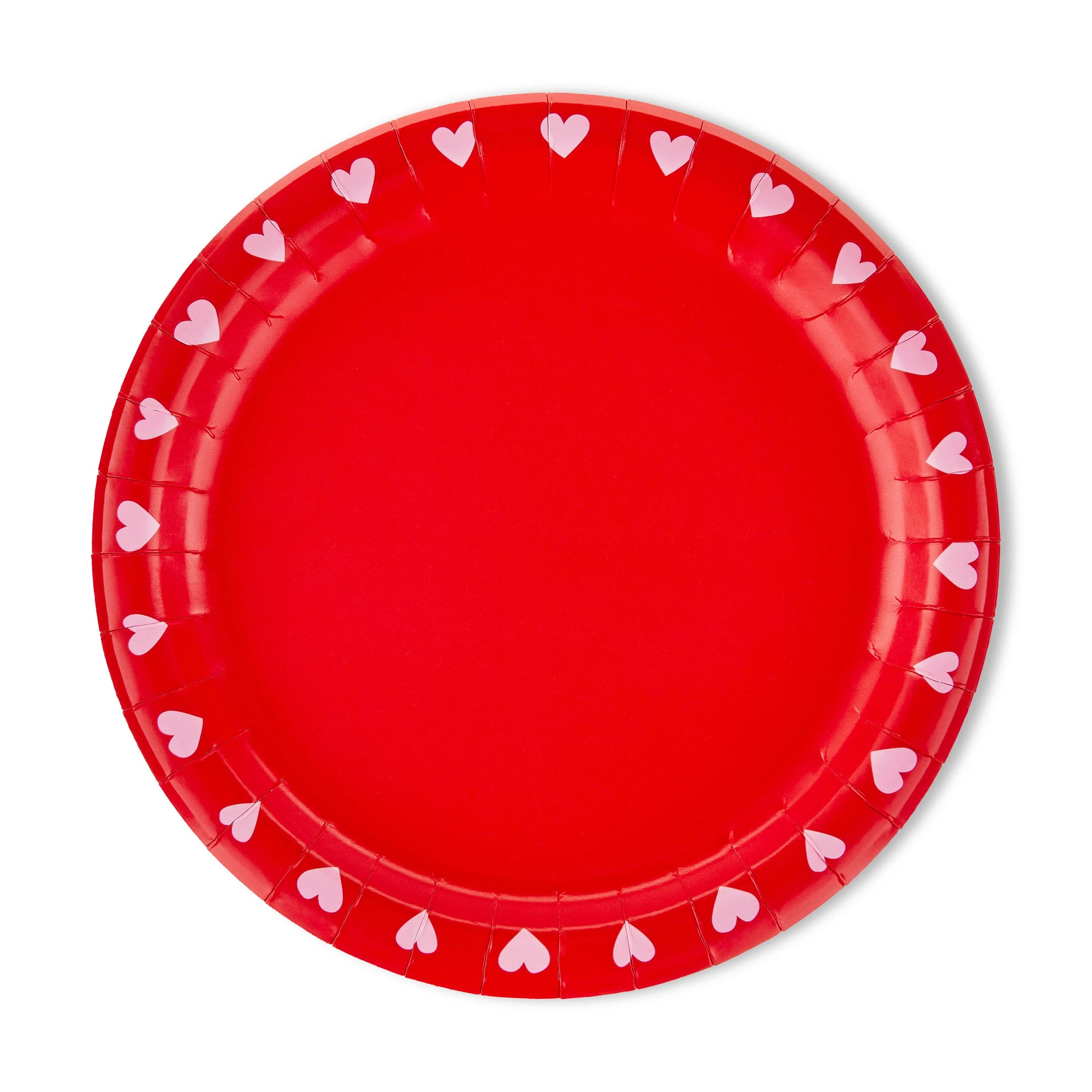 Valentine's Day Patchwork Hearts Red Paper Plates 9", 8 Count, by Way To Celebrate | Walmart (US)
