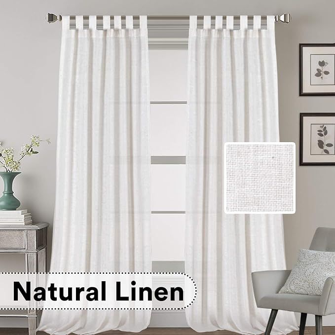 H.VERSAILTEX Natural Effect Extra Long Curtains Made of Linen Mixed Rich Material, Tab Top Curtai... | Amazon (US)