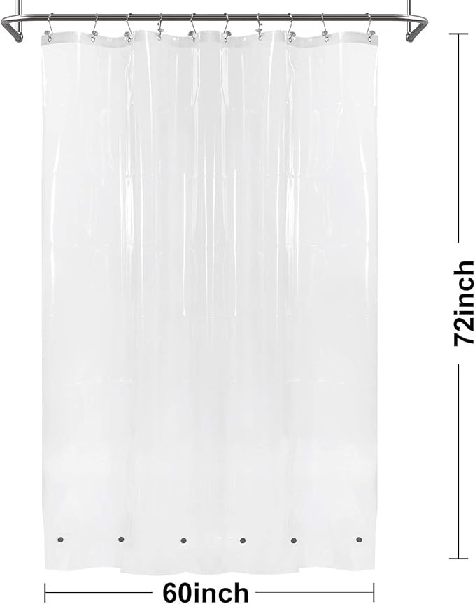 60 x 72 Inches Shower Curtain Liner with 6 Weighted Magnets, Heavy Duty PEVA, 10 Grommet Holes, W... | Amazon (US)