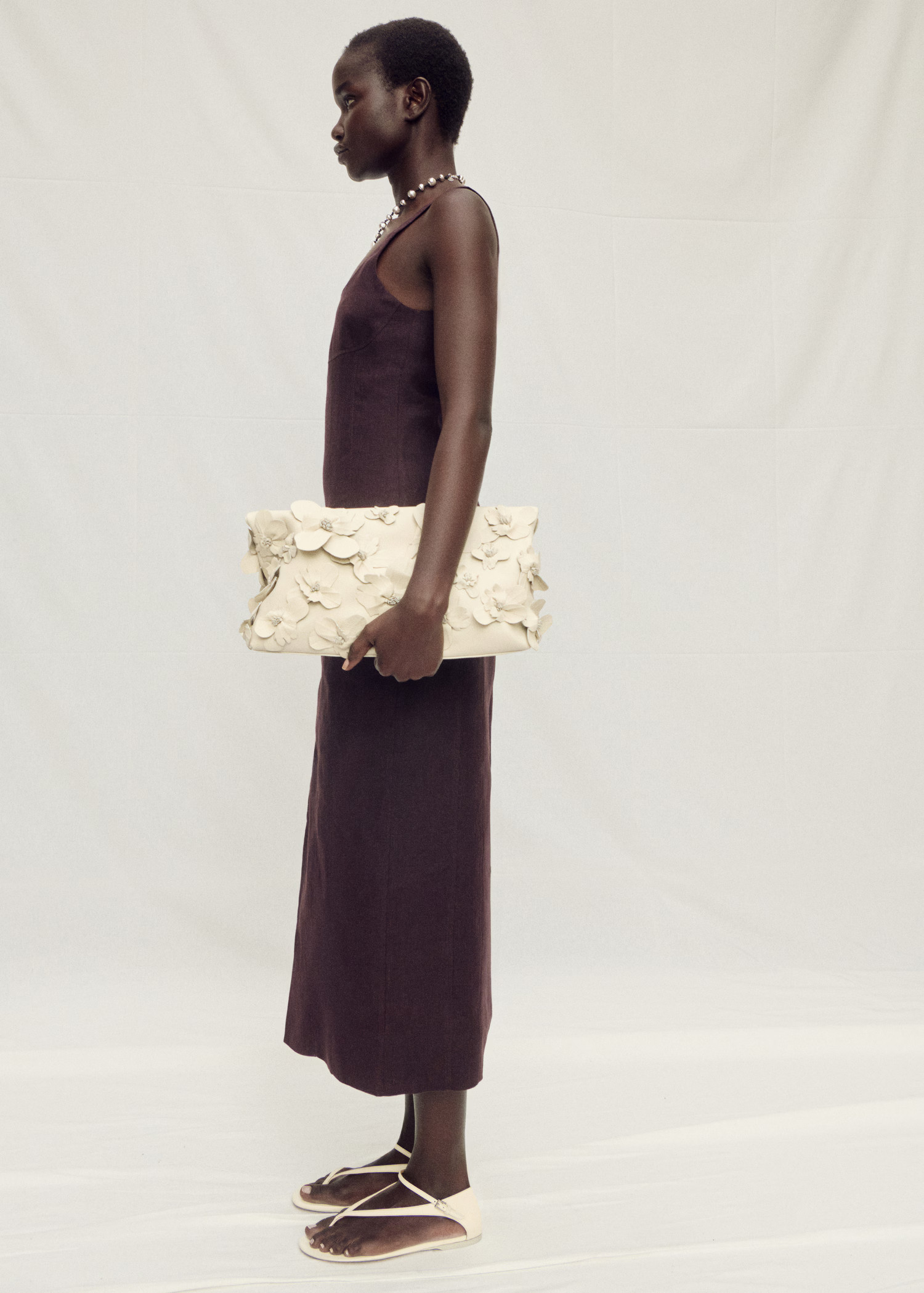 Linen midi-dress with front opening - Women | MANGO United Kingdom | MANGO (UK)