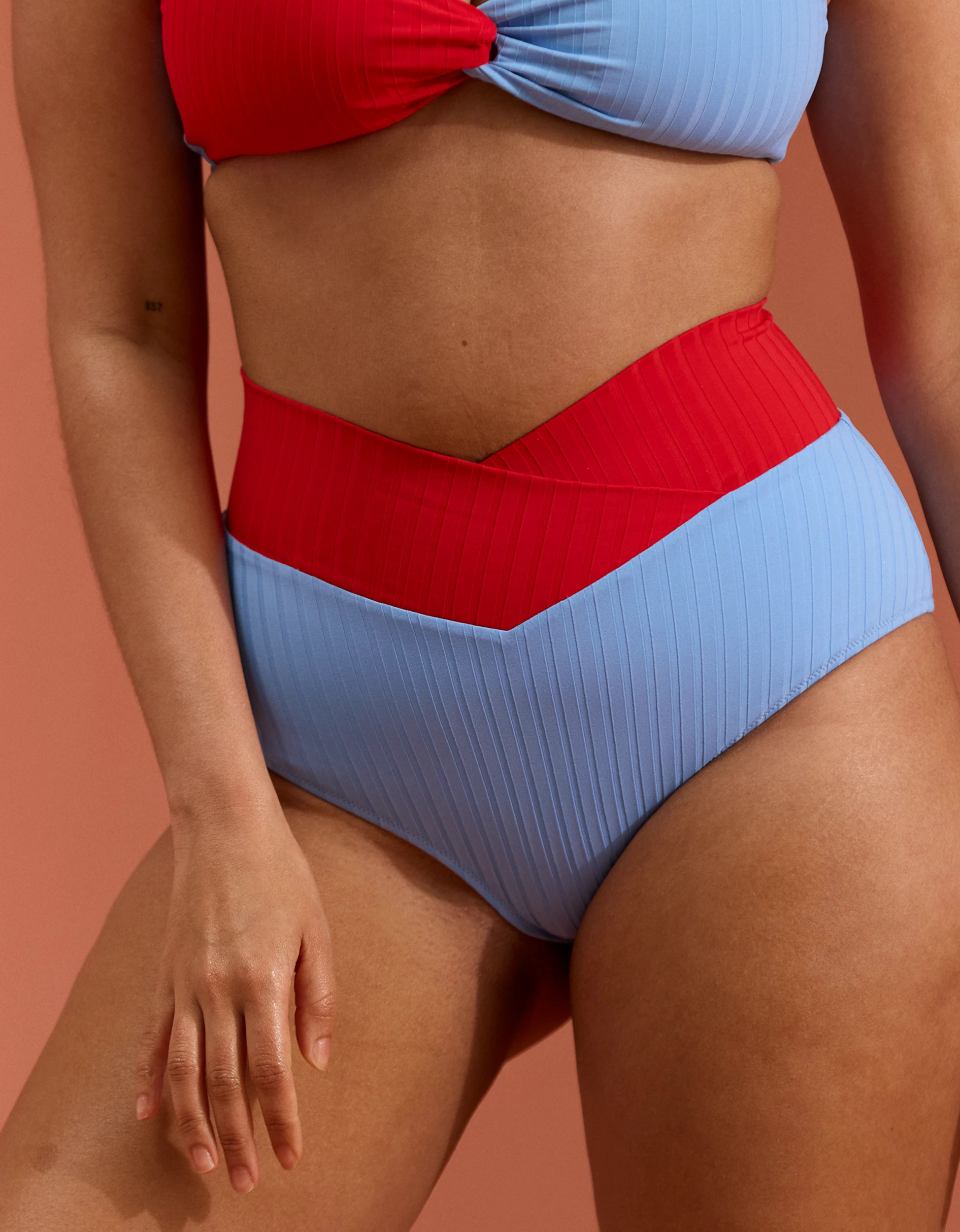 Aerie Ribbed High Waisted Full Coverage Bikini Bottom | Aerie