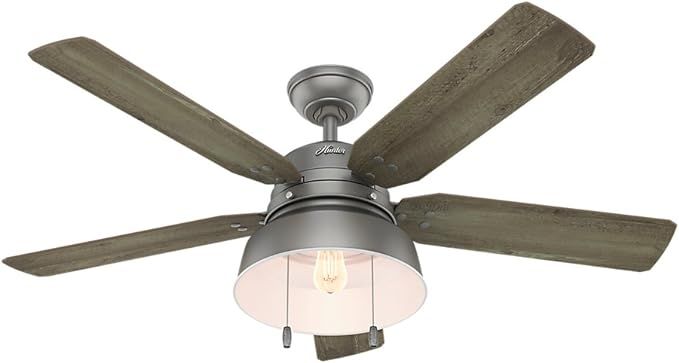 Hunter Indoor / Outdoor Ceiling Fan with light and pull chain control - Mill Valley 52 inch, Matt... | Amazon (US)