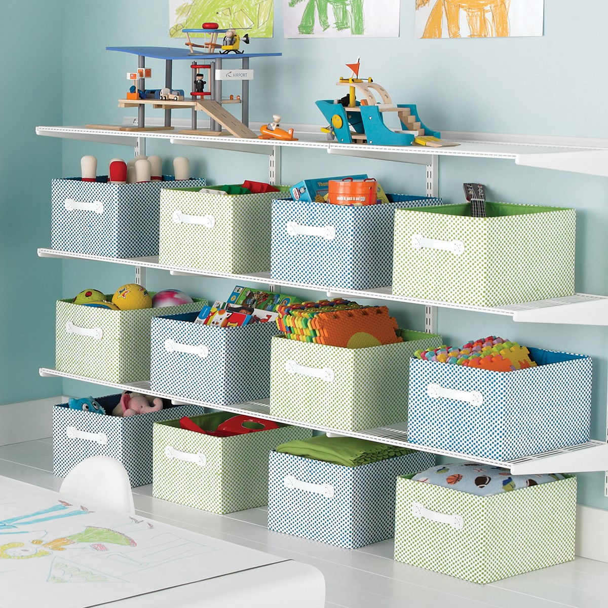 White elfa Activity Room Shelv | The Container Store