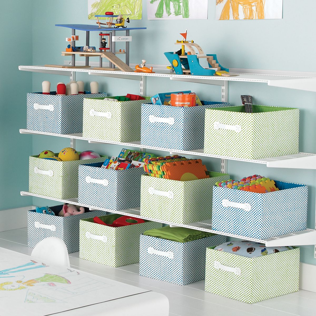 White elfa Activity Room Shelv | The Container Store
