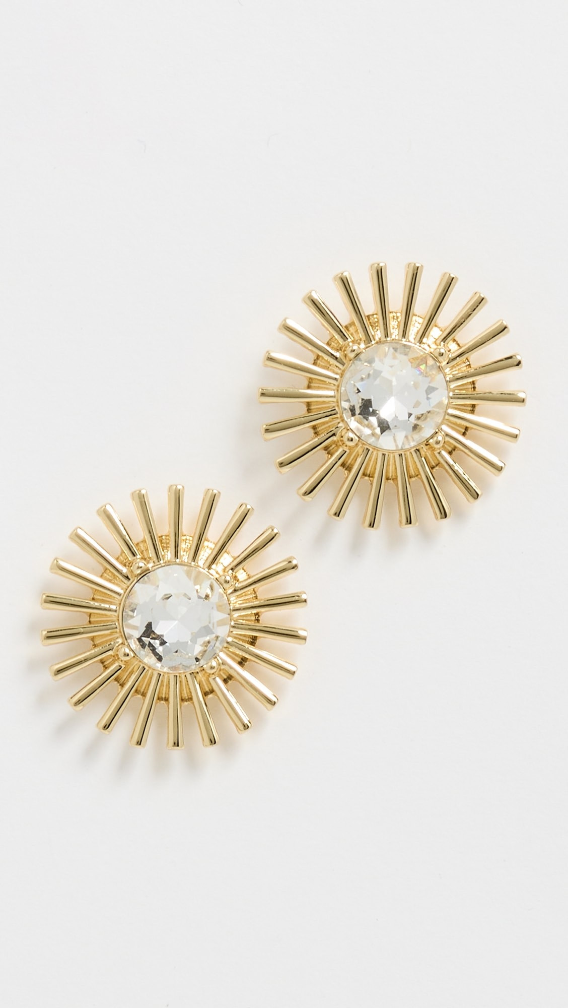 Crystal Center Sunburst Button Pierced Earrings | Shopbop