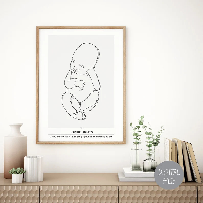 Personalized Baby Birth Stats Poster: Minimalist Line Art (digital Download) - Etsy | Etsy (Global)