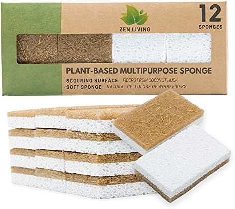 Zen Living Natural Sponge - Eco-Friendly Scrub Sponges for Kitchen - Non Scratch Odor Free Biodeg... | Amazon (US)
