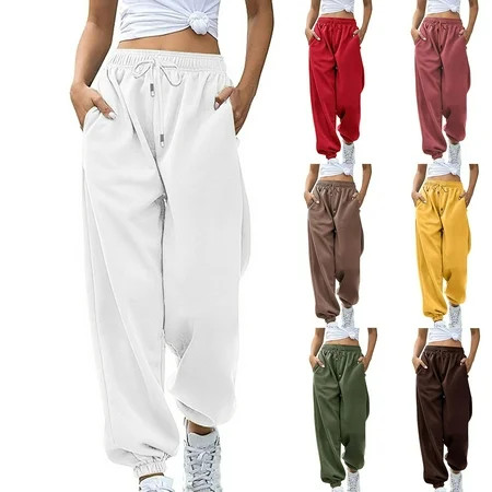 PXLKNZH Women's Sweatpants,Womens Joggers Oversized Comfortable Sweat Pants with Pockets Lounge Workout Running Yoga Pants Brown,S | Walmart (US)