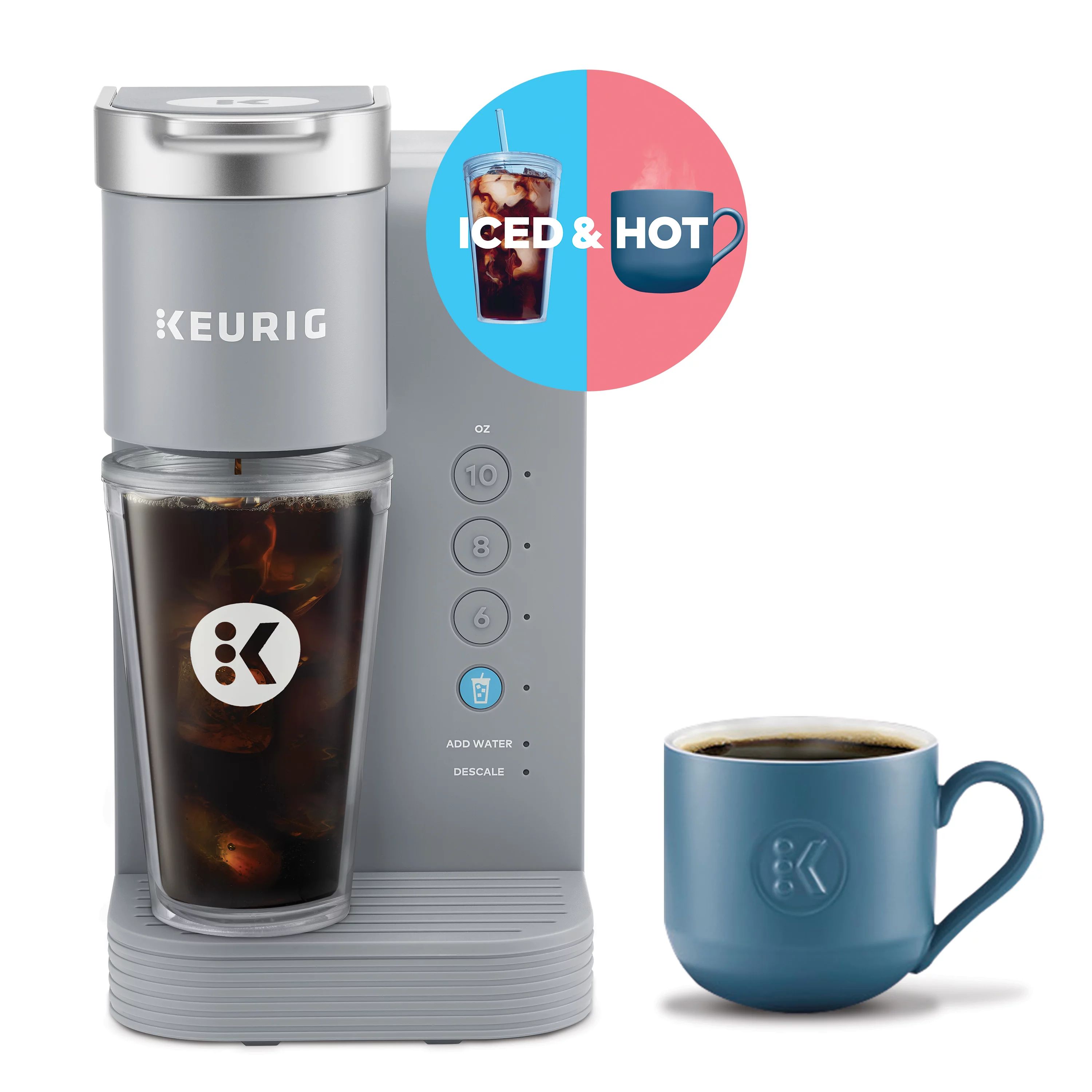Keurig K-Iced Essentials Gray Iced and Hot Single-Serve K-Cup Pod Coffee Maker - Walmart.com | Walmart (US)