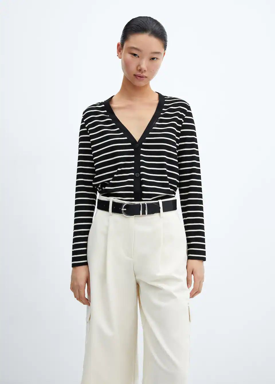 striped cardigan with jewel buttons -  Women | Mango USA | MANGO (US)