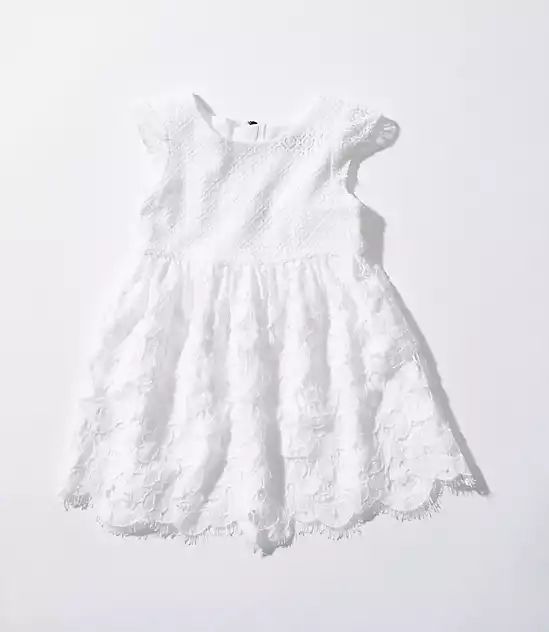 LOFT Littles Floral Lace Flare Dress | LOFT