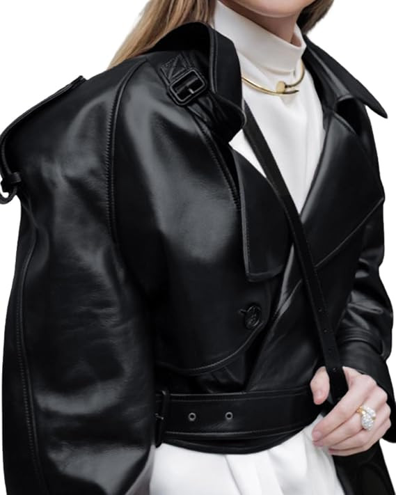 utcoco Women's Cropped Faux Leather Motorcycle Jacket Oversized PU Coat Outerwear 2024 Fall Fashi... | Amazon (US)
