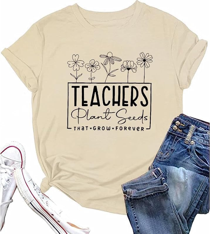 Teacher Shirts Women Teachers Plant Seeds That Grow Forever T-Shirt Wildflower Teacher Graphic Te... | Amazon (US)