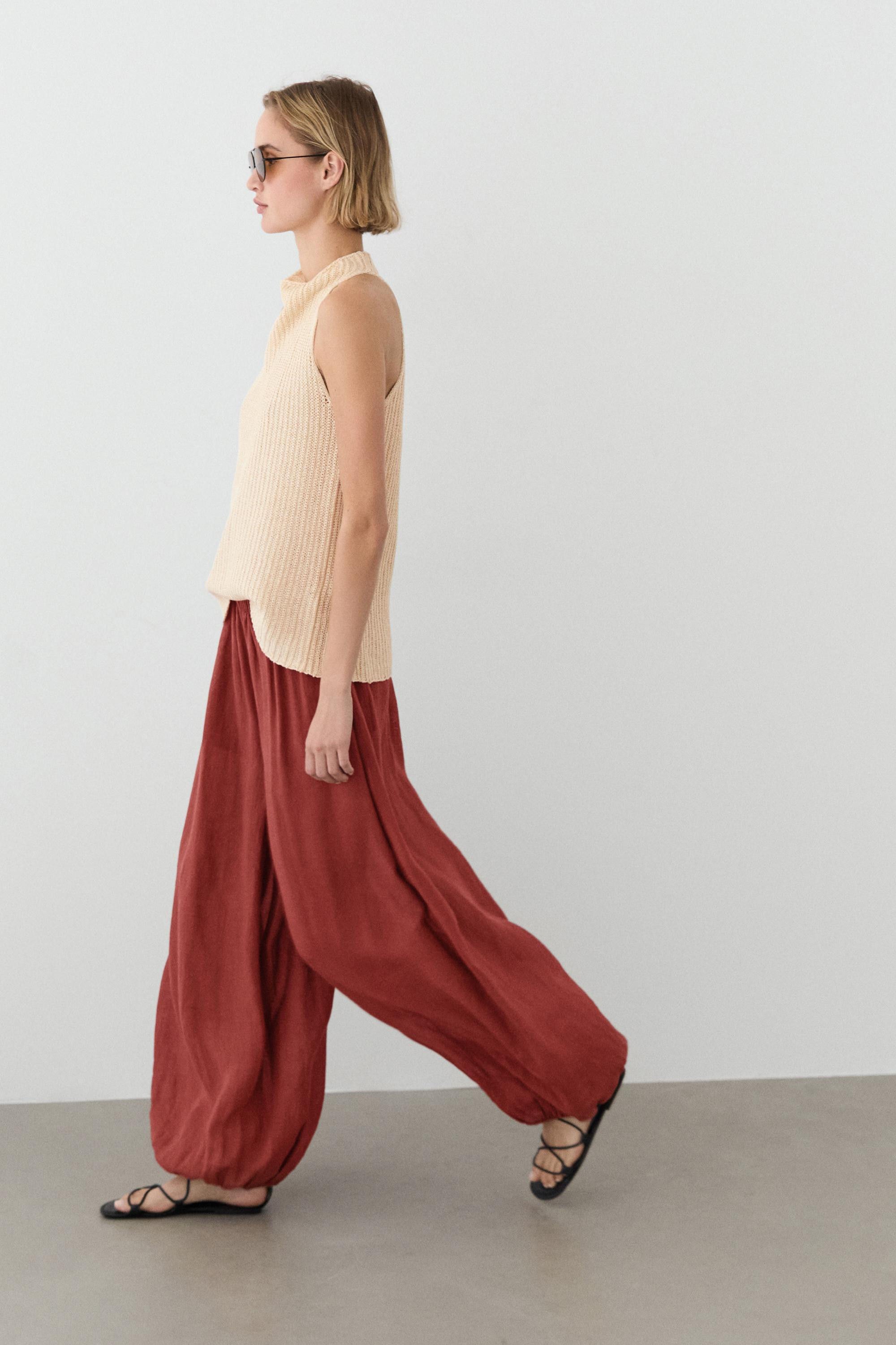 Flowing sarouel trousers · Russet · Trousers | Massimo Dutti | Massimo Dutti US