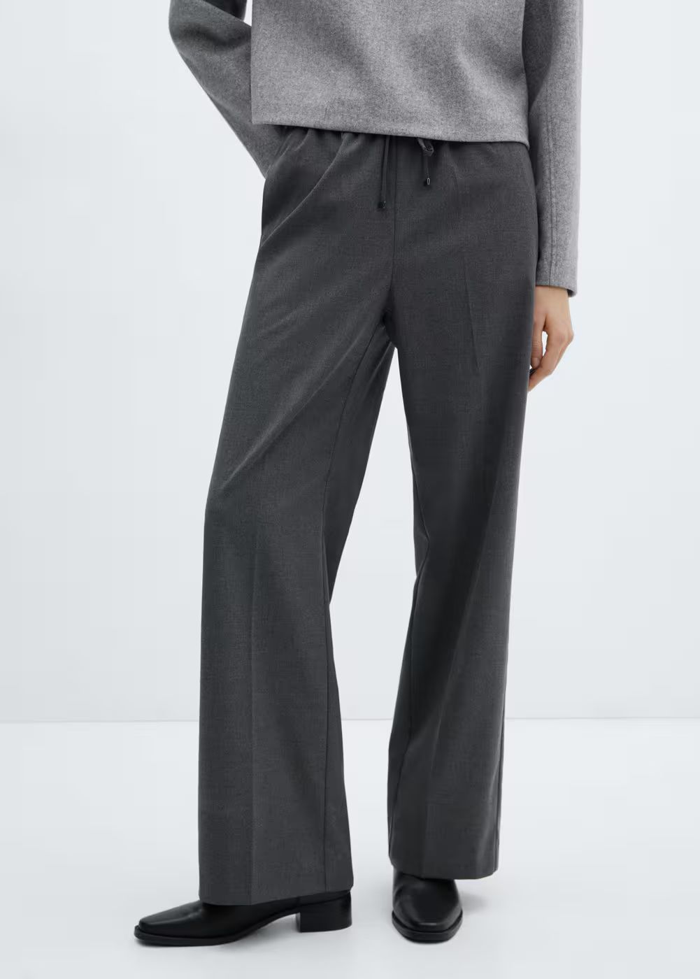 Wideleg trousers with elastic waist -  Women | Mango United Kingdom | MANGO (UK)