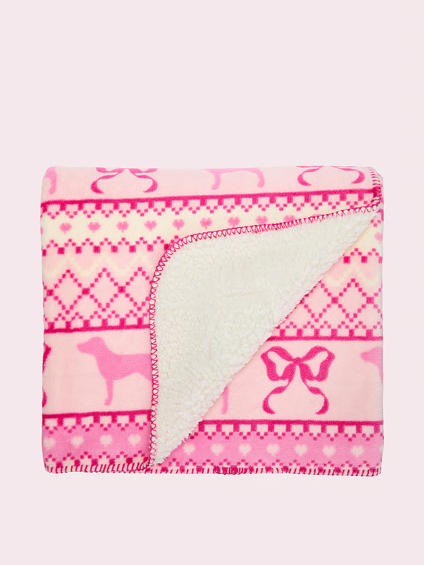 Buy PINK x LoveShackFancy Cozy Plush Blanket, Pretty Fairisle - Order Toys & Games online - PINK ... | Victoria's Secret (US / CA )