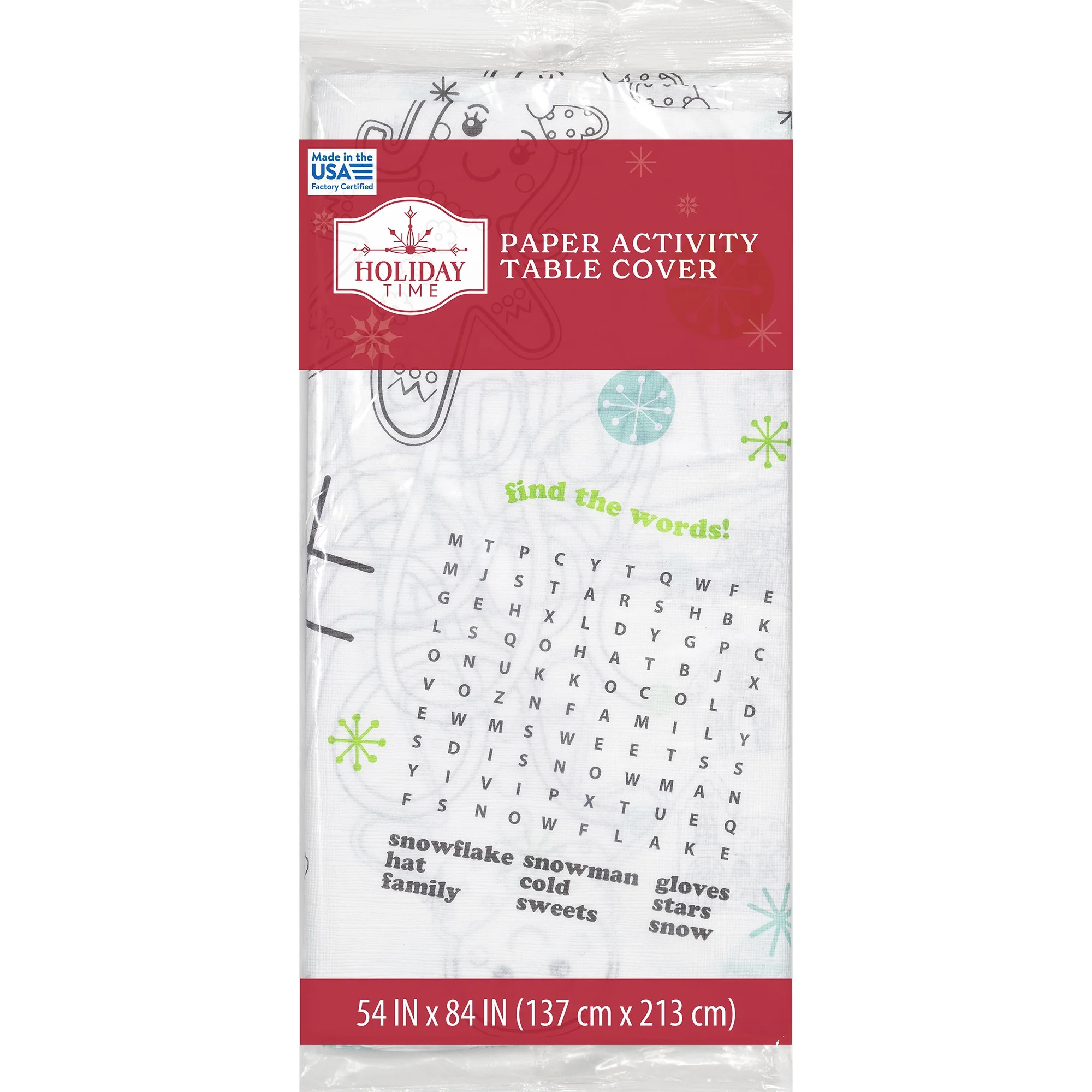 Christmas Gingerbread Activity Disposable Paper Tablecloth, Black and White, 54" x 84", by Holida... | Walmart (US)