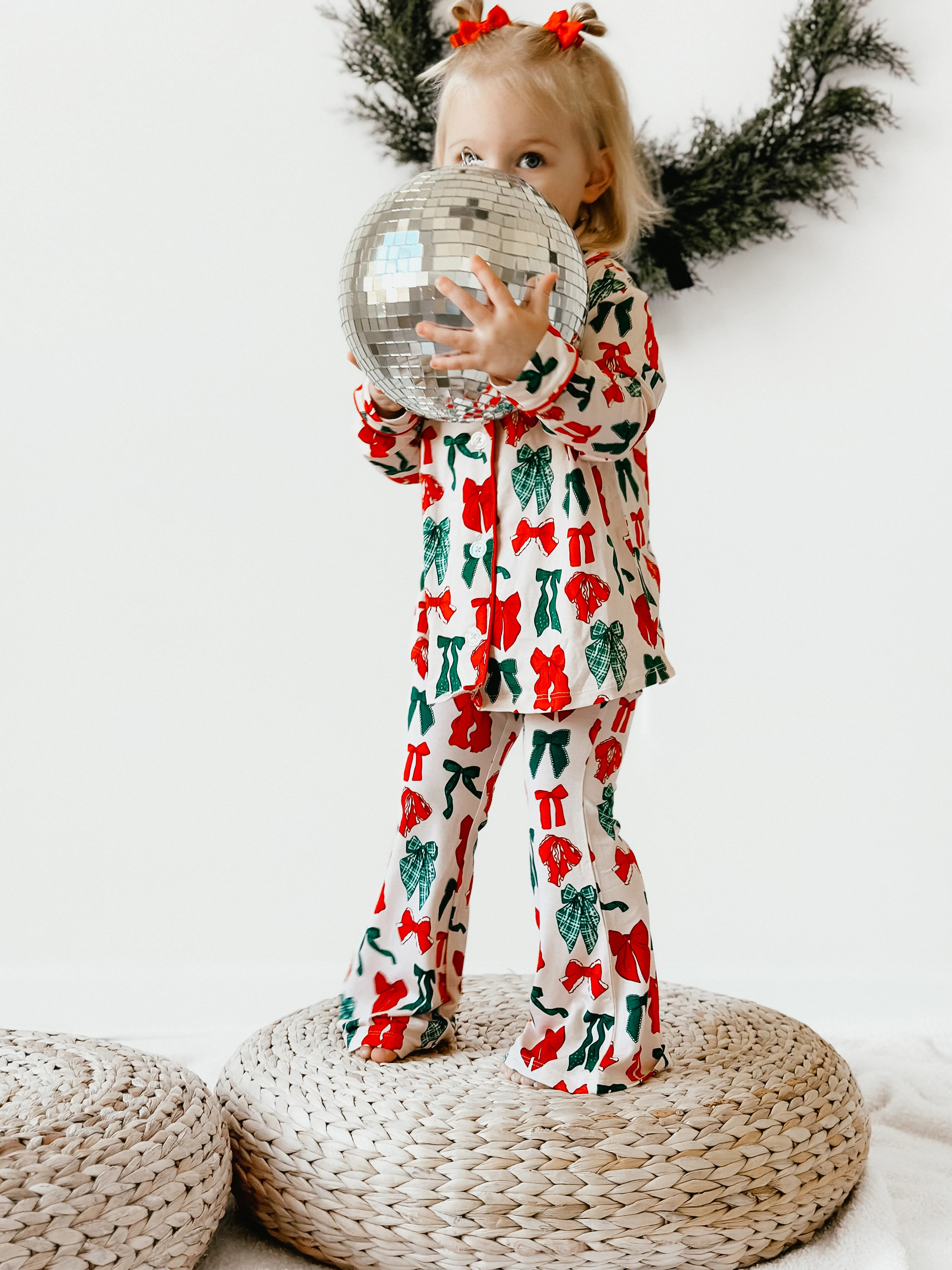 PRE-ORDER SHIPPING 12/3- Christmas Bows Kids Button Up Set | In My Jammers