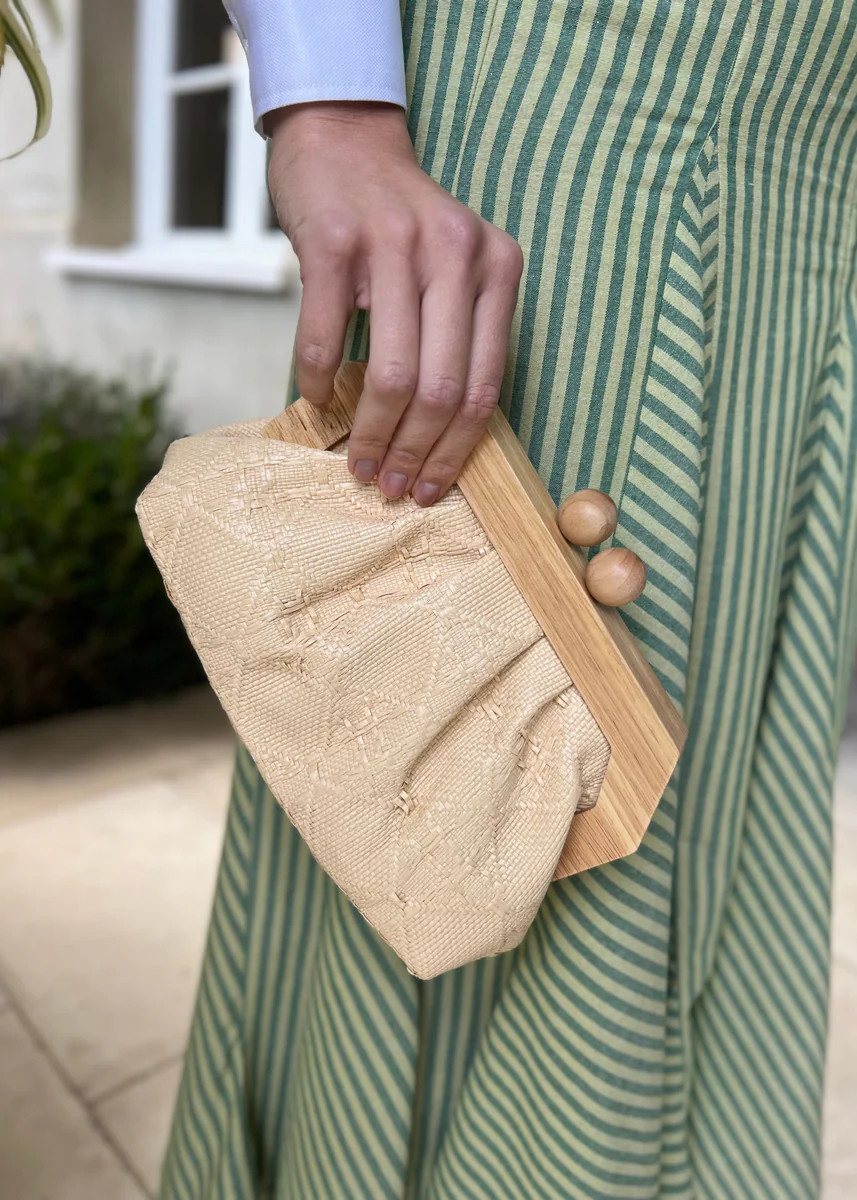 Brooke Ivory and Wood Clutch Bag | Benaar La