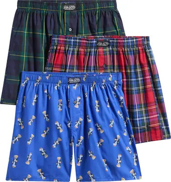 Assorted 3-Pack Holiday Woven Cotton Boxers | Nordstrom