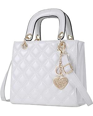 Qiayime Purses and quilted Handbags for Women Shiny Patent Ladies Chain Top Handle Satchel Should... | Amazon (US)