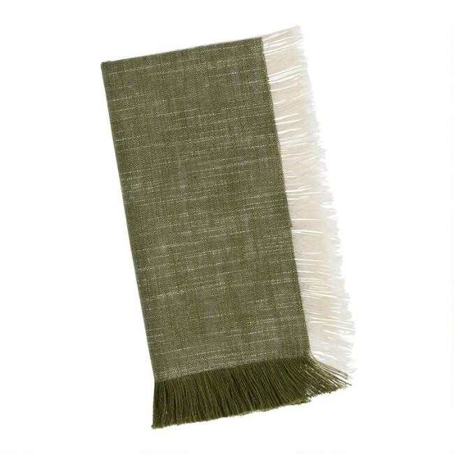 Woven Cotton Napkin with Fringe Set of 4 | World Market