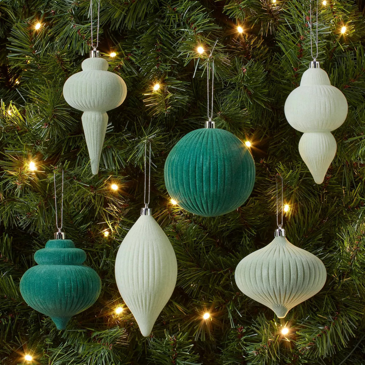 Flocked Finial Christmas Tree Ornament Set 6pc - Wondershop™ | Target