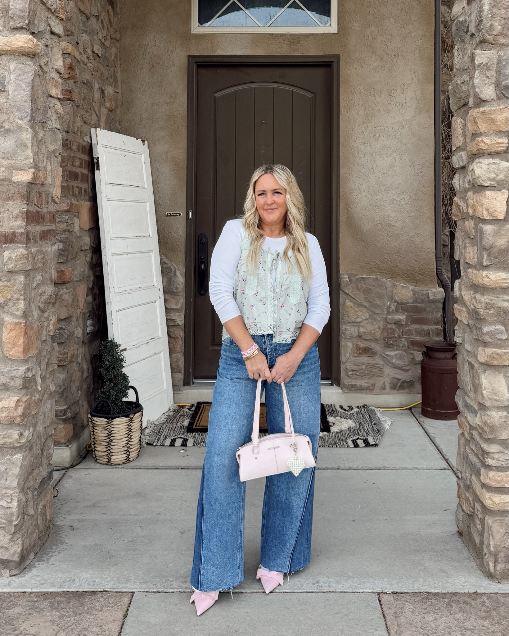 🎀ootd for a casual baby shower {for a girl-staying on theme}. went with a dressier chic two tone denim, boho feminine top that is a FP inspired piece, + finished with pink bow shoes—have them in multiple colors + found them now at Target! 🎯 
.
#momlife #banyshower #smallevent #momfashin #casualchic #bohochic #pinkshoes #kittenheel #twotonedenim

#LTKOver40 #LTKootd #LTKPetite
