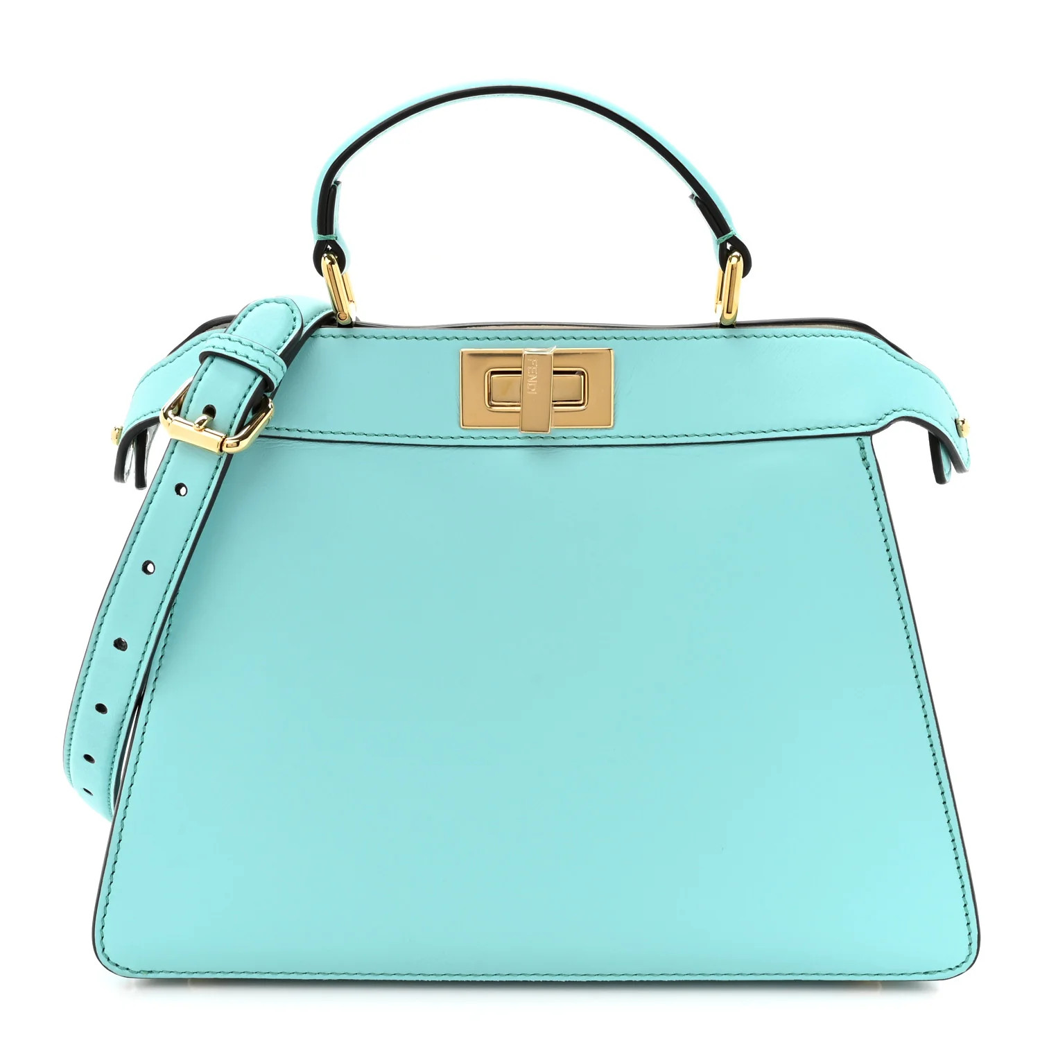 Vitello Seta Shiny Nappa Small Peekaboo I SEE U Satchel Real Tiffany White | FASHIONPHILE (US)