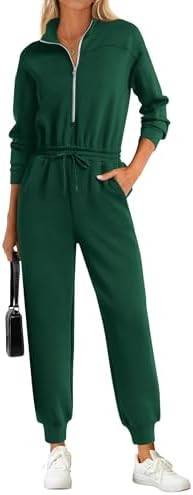 PRETTYGARDEN Long Sleeve Jumpsuits for Women Casual 2025 Fall Fashion Zip Up Pant Rompers One Pie... | Amazon (US)