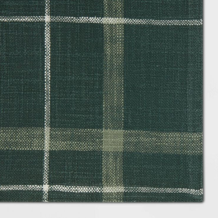 72" x 14" Cotton Plaid Table Runner Green - Threshold™ | Target
